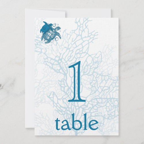 Aqua Turtle Love Anniversary Table Number