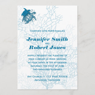 Aqua Turtle Love Wedding Invitation