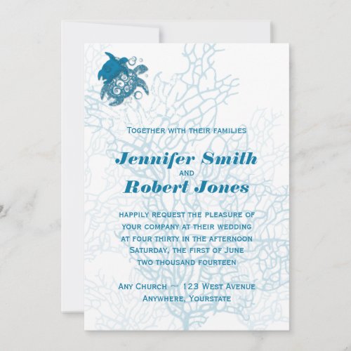 Aqua Turtle Love Wedding Invitation