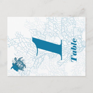 Aqua Turtle Love Wedding Table Number