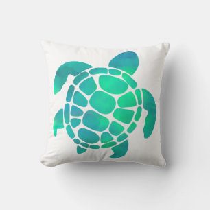 Aqua Turtlina Throw Pillow
