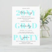 Aqua Typography Modern Online Graduation Party  Invitation (Standing Front)