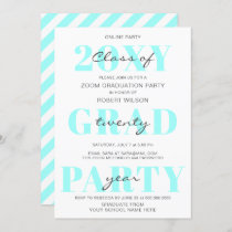 Aqua Typography Modern Online Graduation Party  Invitation