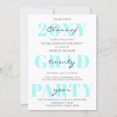Aqua Typography Modern Online Graduation Party  Invitation (Front)