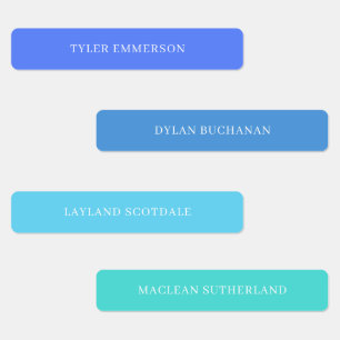 Aqua Typography Waterproof Blue School Kids' Labels