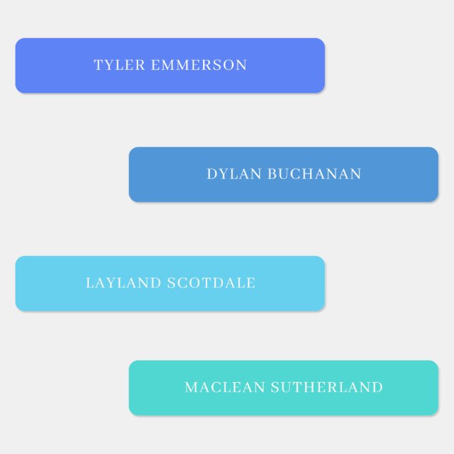 Aqua Typography Waterproof Blue School Kids' Labels (Group)