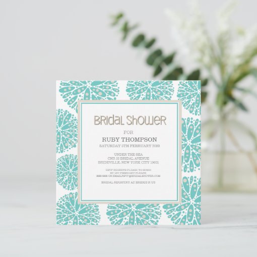 AQUA Under the Sea Coral Modern BRIDAL SHOWER Invitation | Zazzle