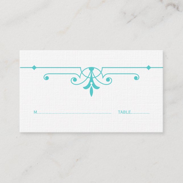 Aqua v2 Fancy Ornamental Place Card (Front)
