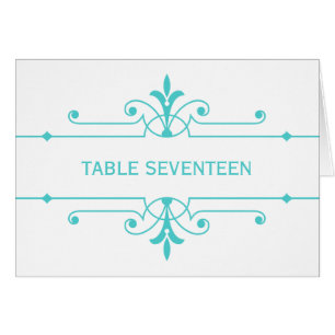 Aqua v2 Fancy Ornamental Table Number Card