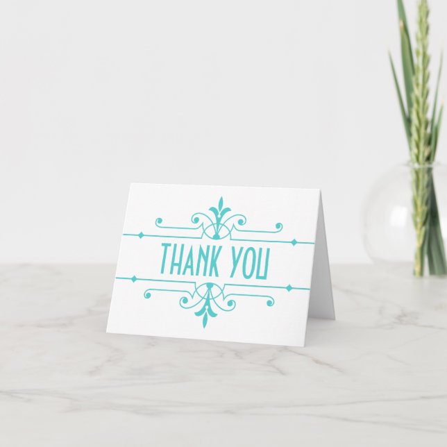 Aqua v2 Fancy Ornamental Thank You Card (Front)