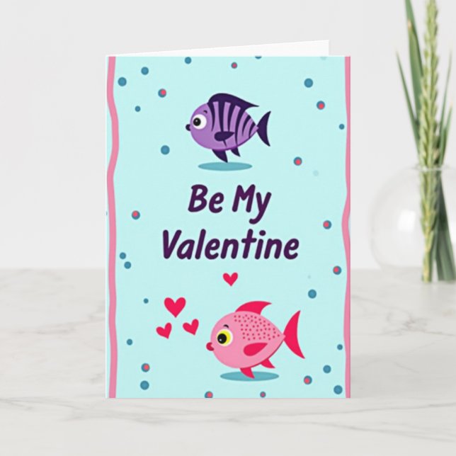 Aqua Valentine Glitter Texture Card (Front)