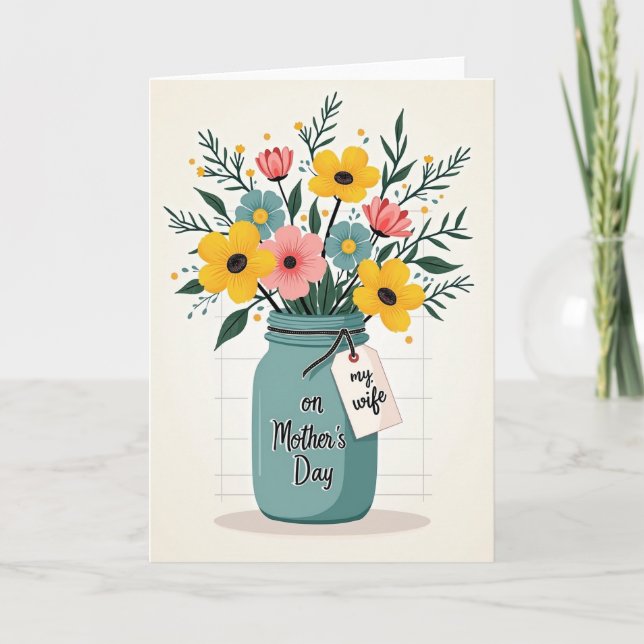 Aqua Vase Floral Card (Front)