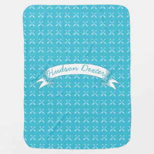 Aqua Vintage Chalkboard Arrows Lil' Man Baby Blanket