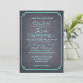 Aqua Vintage Chalkboard Wedding Invitations (Standing Front)