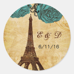 aqua vintage eiffel tower Paris envelopes seals