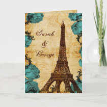 aqua vintage eiffel tower Paris thank you