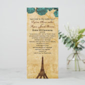 aqua vintage eiffel tower Paris wedding program (Standing Front)