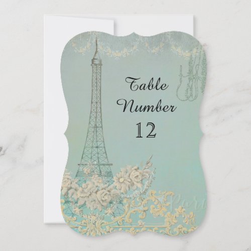 Aqua Vintage Paris Parisian Reception Table Number