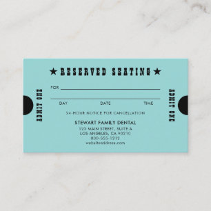 Aqua Vintage Reserved Seating Dental Appointment Card
