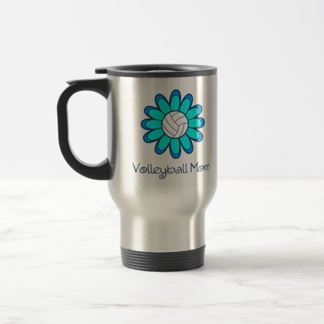 Aqua Volleyball Mom Travel Mug (Left)