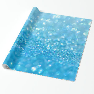 Aqua Water Baby Blue Glitter Wrapping Paper