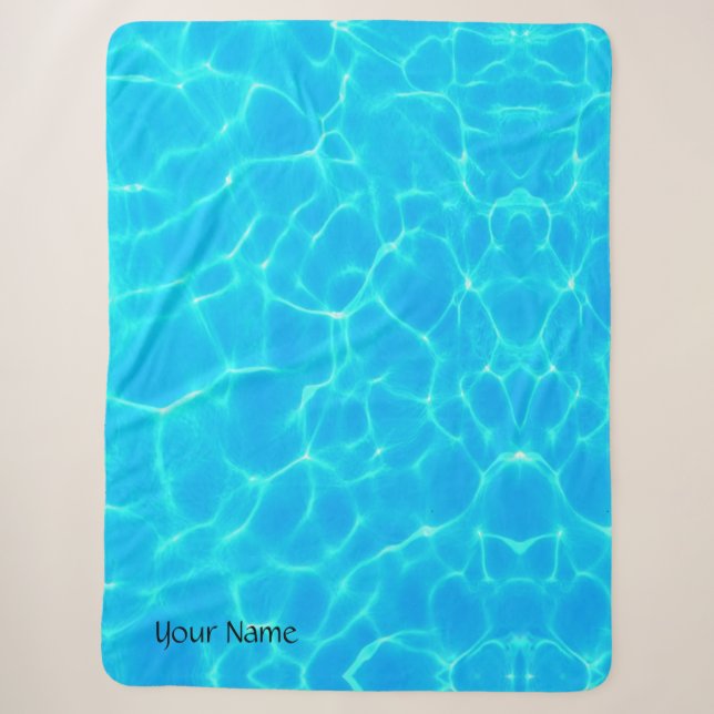 Aqua Water Pattern With Reflection Waves Sherpa Blanket (Front)