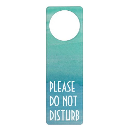 Aqua watercolor door hanger  Do not disturb sign