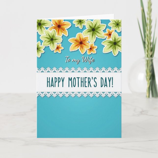 Aqua Watercolor Mother Card (Front)