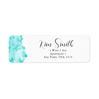 Aqua Watercolor Return Address Label