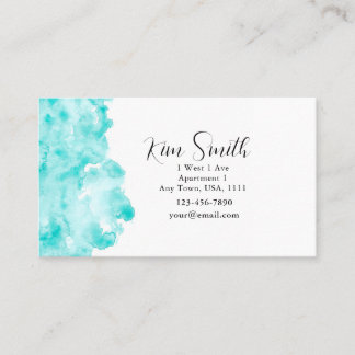 Aqua Watercolor Return Address Label Business Card