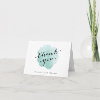 Aqua watercolor thank you note card spotlight