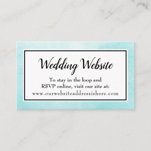 Aqua Watercolor Wedding Website Enclosure Cards