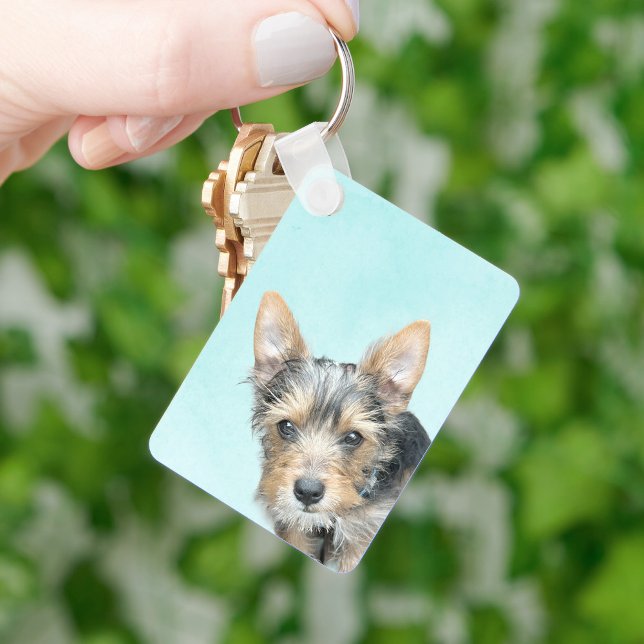 Aqua Watercolor with Pet Photo Keychain (Creator Uploaded)