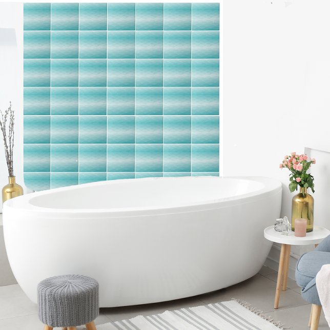 Aqua Wave Gradient | Modern Ocean Pattern Ceramic Tile (Creator Uploaded)