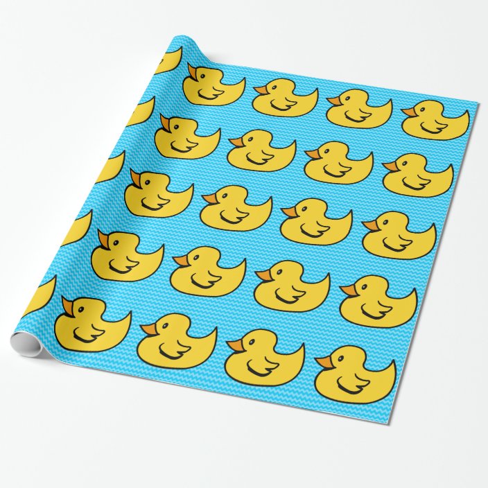 Aqua Waves Yellow Duck Wrapping Paper | Zazzle.com