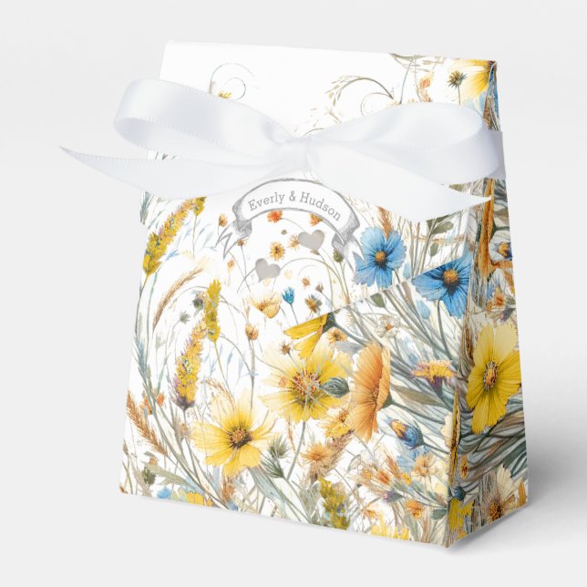Aqua Wedding Favor Box Your Photos Monogram Names (Front Side)