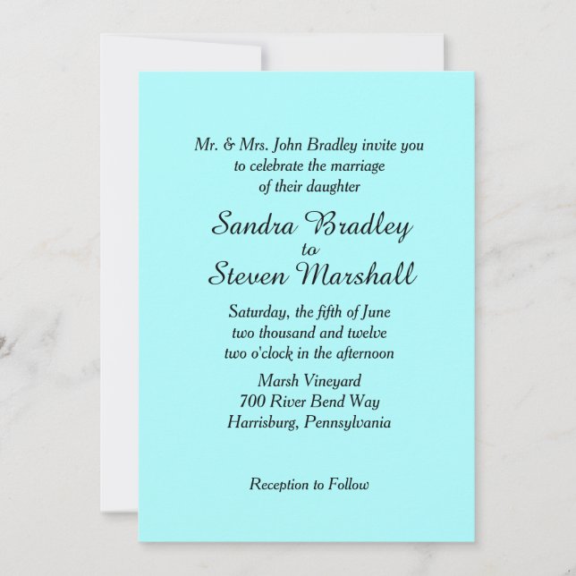 Aqua Wedding Invitation (Front)