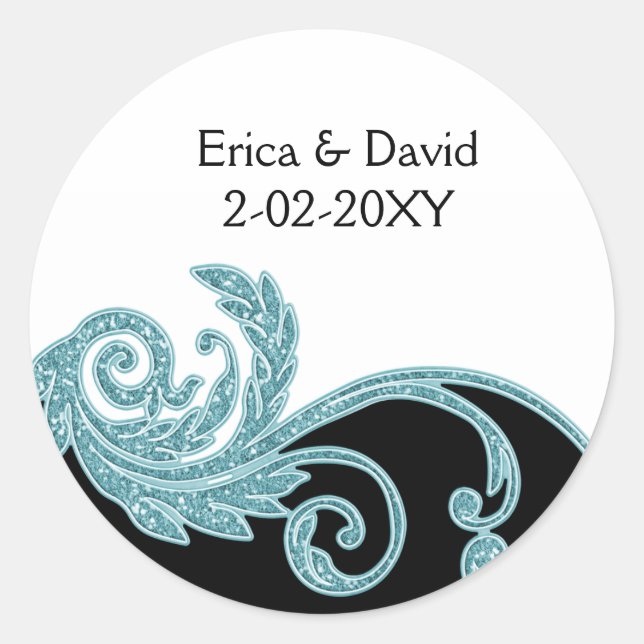 aqua wedding label (Front)