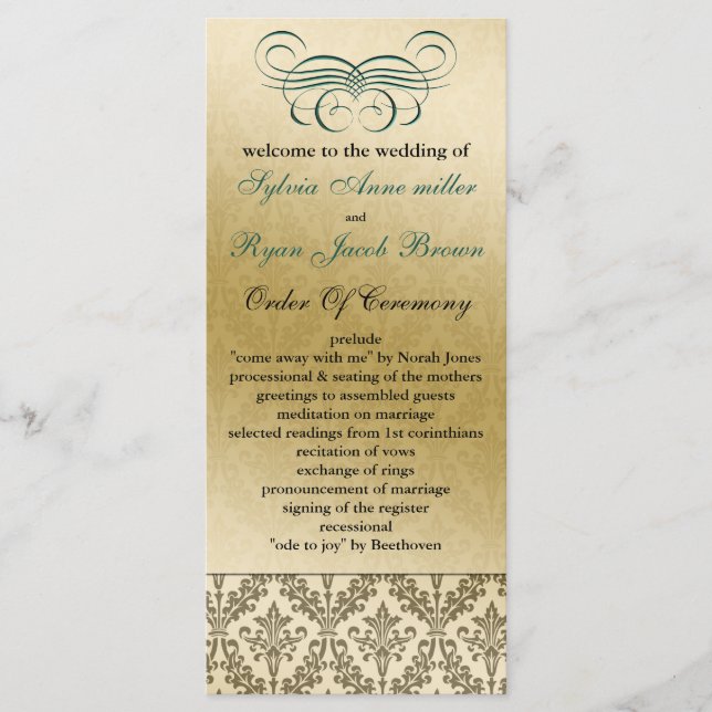 aqua Wedding program (Front)