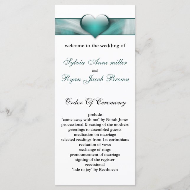aqua Wedding program (Front)