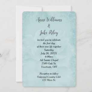 Aqua Wedding Rose  Invitation