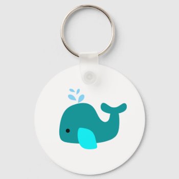 Aqua Whale Keychain by CuteLittleTreasures at Zazzle