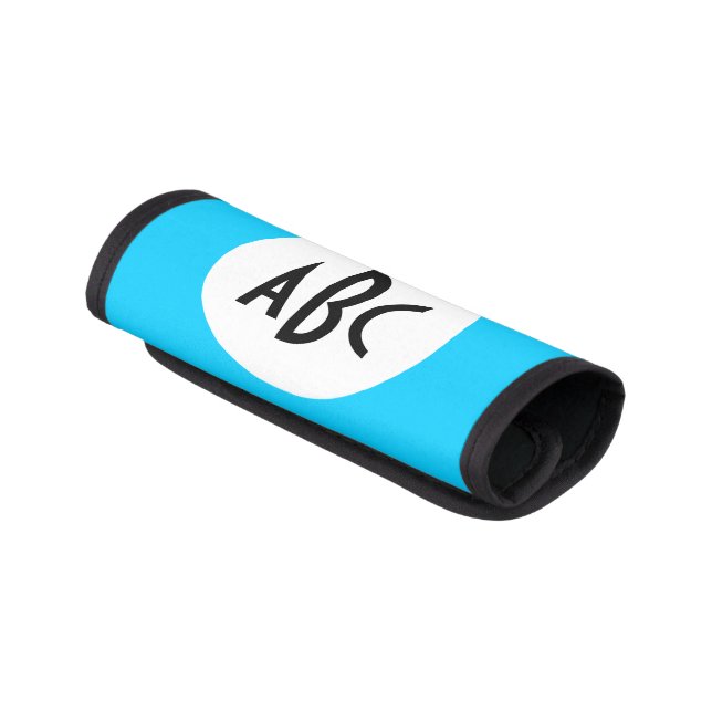Aqua White and Black Monogram Luggage Handle Wrap (Angled)