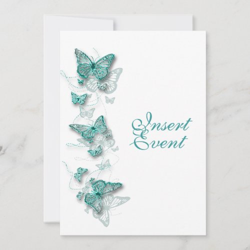 aqua white birthday engagement wedding personalized invitation