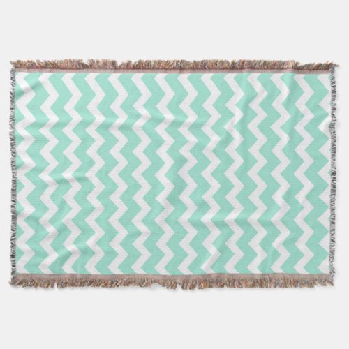 Aqua White Chevron Pattern Throw Blanket