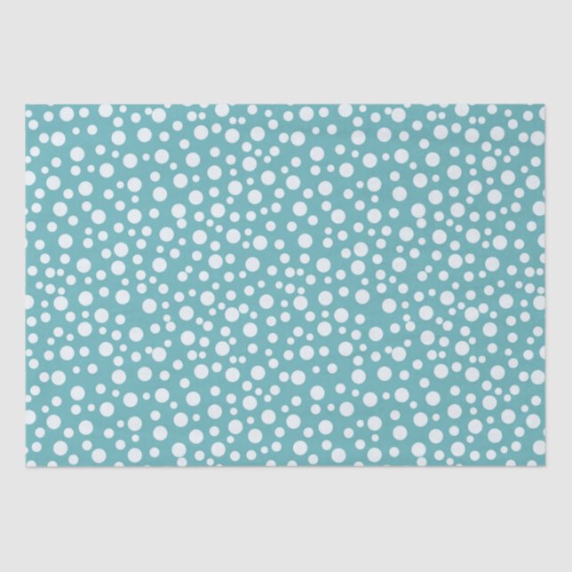 Aqua White Confetti Dots Tissue Paper (Front)