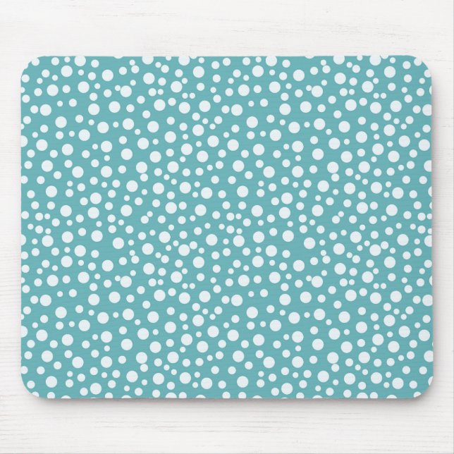 Aqua White Confetti Mouse Pad (Front)