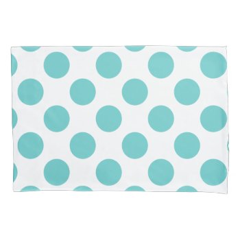 Aqua White Cute Polka Dots Pillow Case by BestPatterns4u at Zazzle