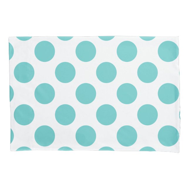 Aqua White Cute Polka Dots Pillow Case (Front)