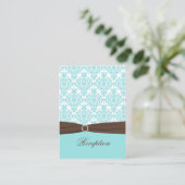 Aqua, White Damask with Brown Enclosure Card (Standing Front)